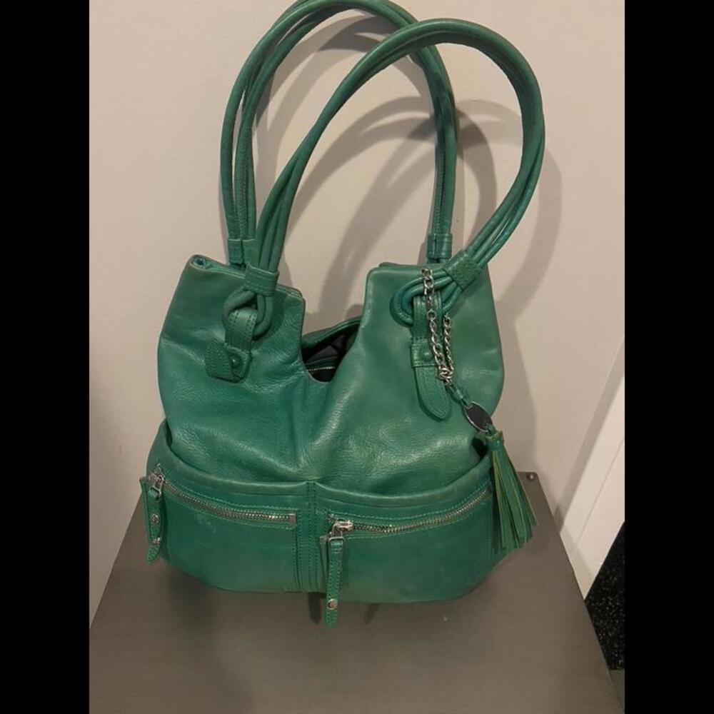 OLIVIA HARRIS Green Soft Leathern Tote Satchel Shoulder Bag Purse